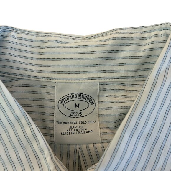 Brooks Brothers 346 Slim Fit White Striped Long Sleeve Button Fron Shirt Medium - Picture 8 of 8